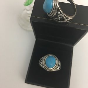 Nice vintage ring silver plated , blue stone